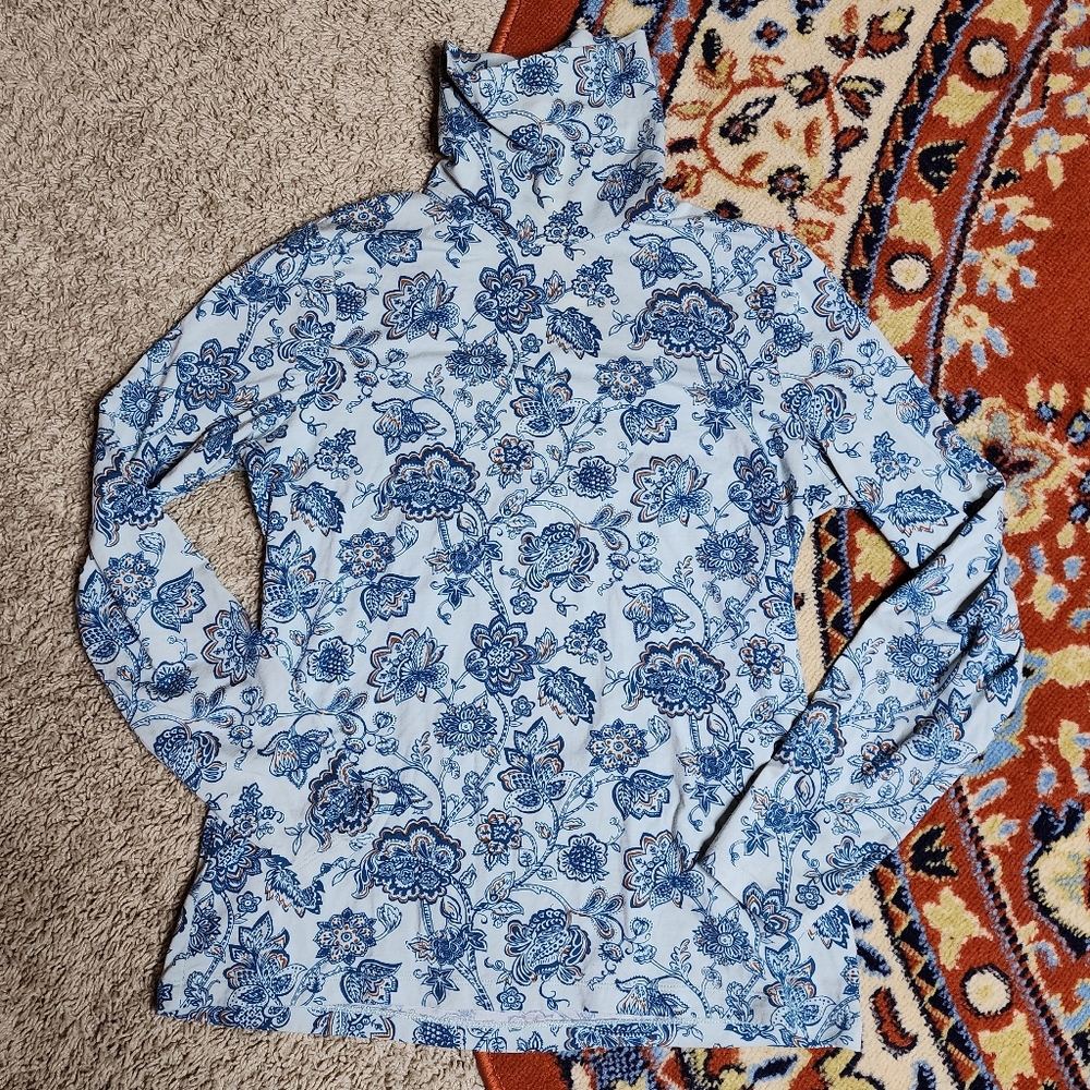 Lands' End Paisley Floral Turtleneck